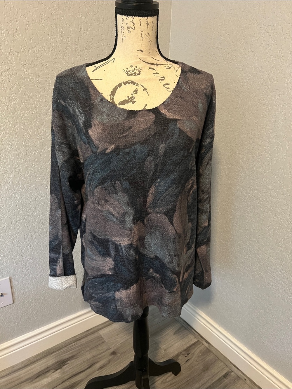 Nally & Millie Long Sleeve Scoop Neck Top - Charcoal, Dusty Pink, Slate Blue